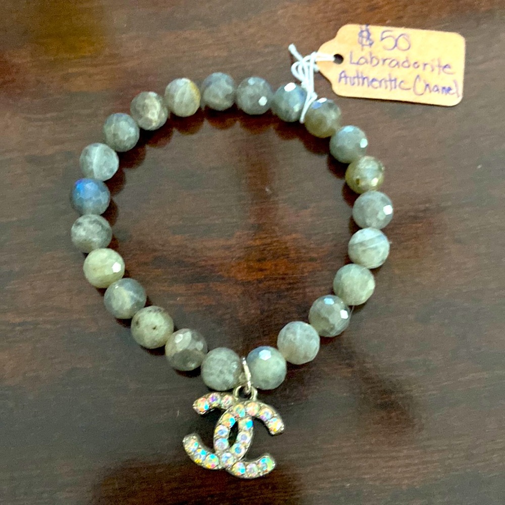 Labradorite bracelet with authentic Chanel charm